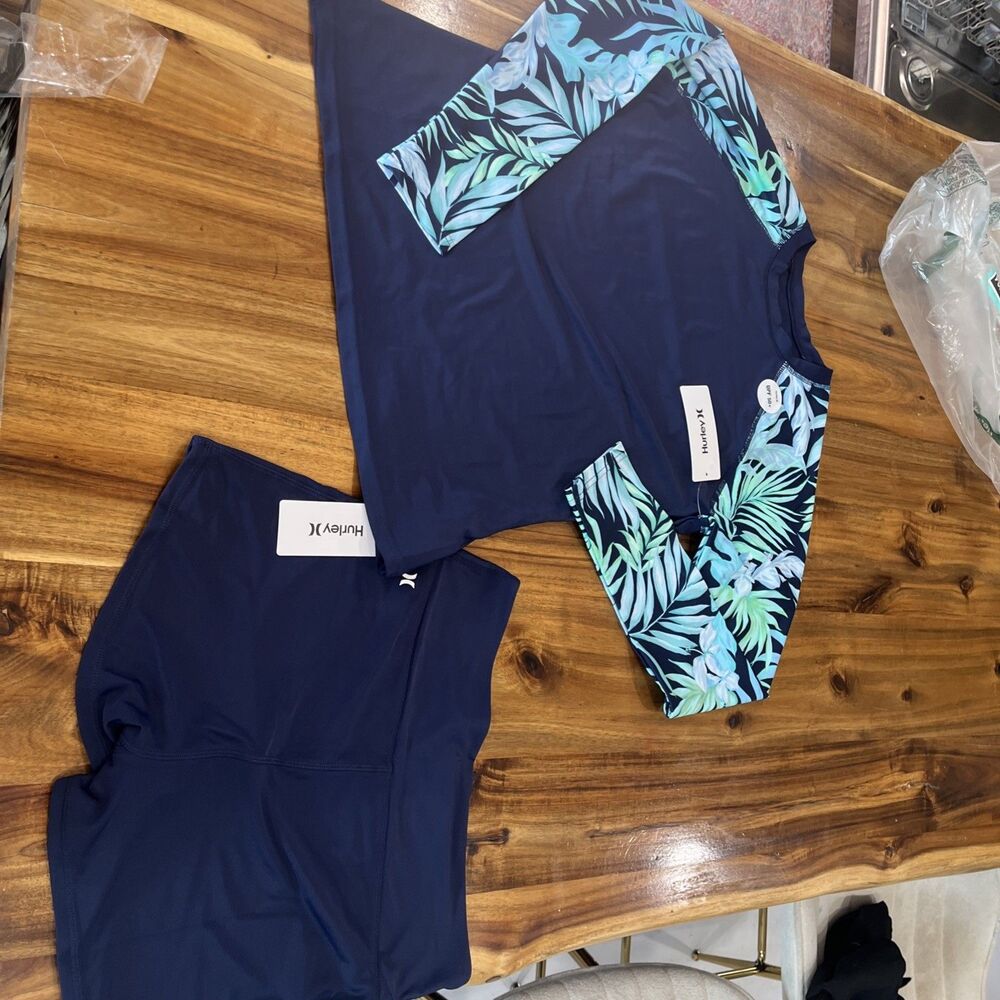 Hurley Womens Two Piece Rash Guard & Swim Shorts, - Picture 2 of 8